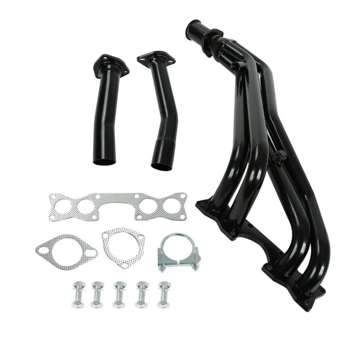 Black Exhaust Header for 1990-1995 Nissan D21/Pickup Hardbody 2.4L 4WD SOHC