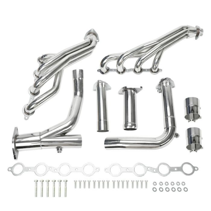 Long Tube Exhaust Header for 07-14 Chevy GMC Sierra 1500/2500/3500 4.8L 5.3L 6.0L 6.2L 2WD w/Y Pipe