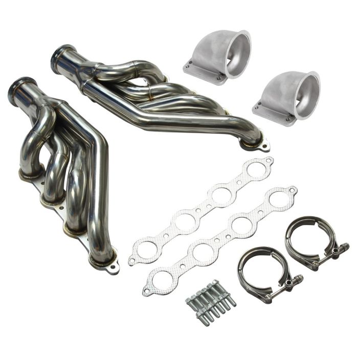 Exhaust Header with 90 Degree Elbow Adapter for 1997-2014 Chevy Small Block V8 LS1 LS2 LS3 LS6 LSX